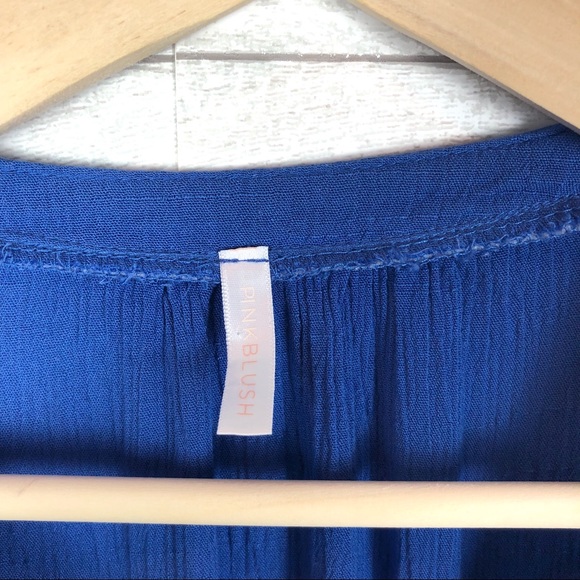 PINK BLUSH Blue Button Down Tunic Top Dress - Picture 7 of 8